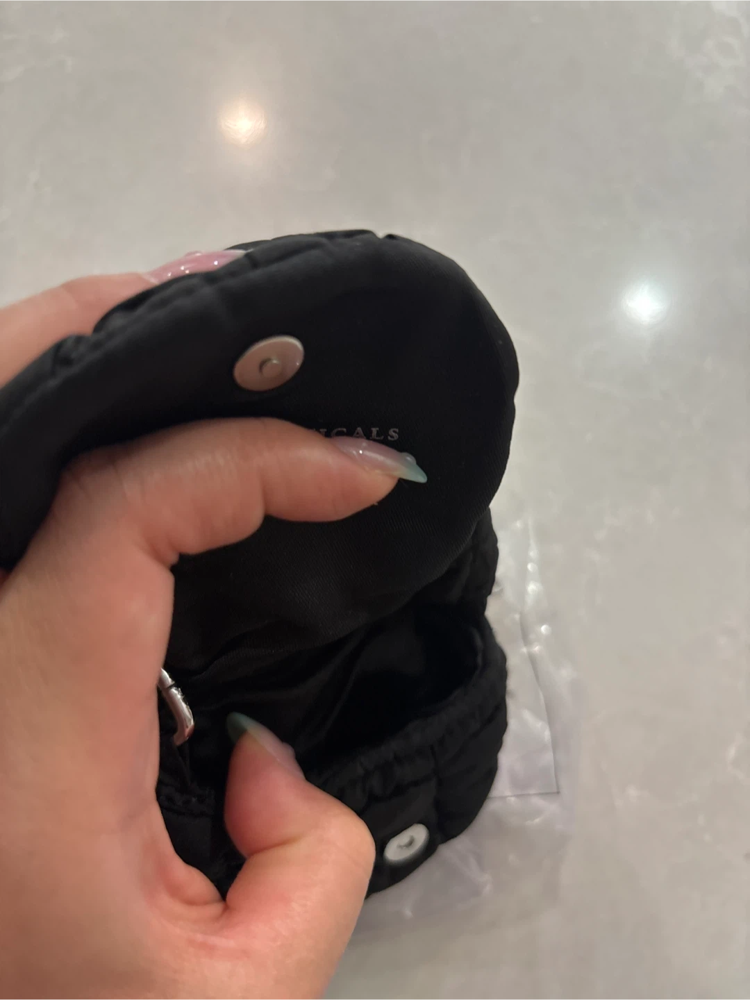 Black Quilted airpod Bag with Chain - photo 2
