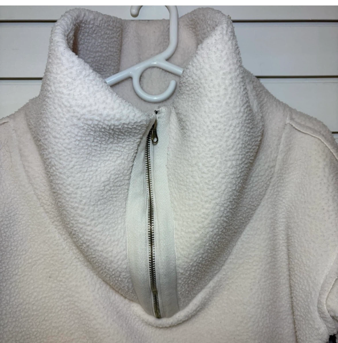 Free People White Sherpa Fleece Half-Zip Pullover Sweater - photo 2