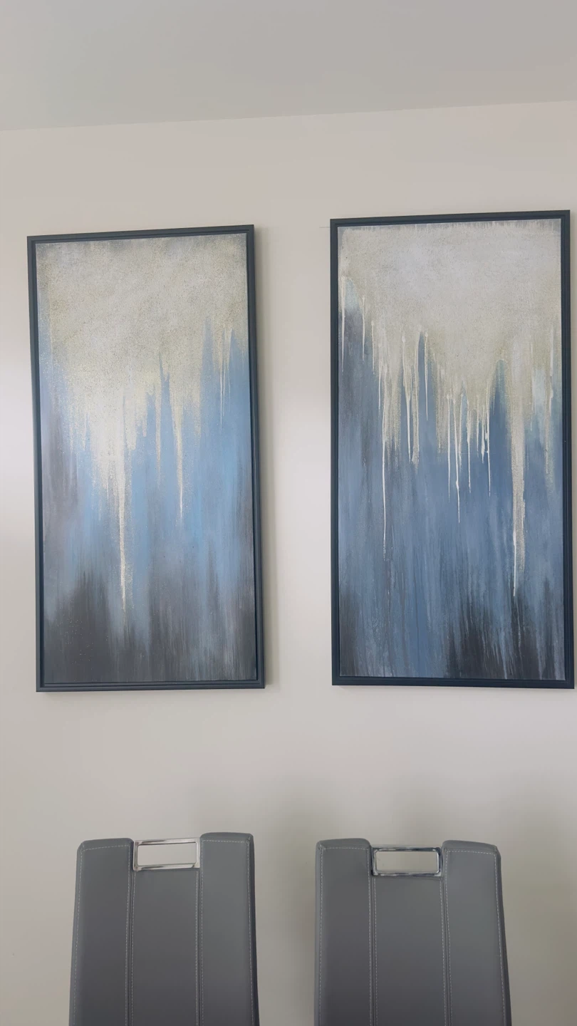 Set of 2 Abstract Drip Canvas Art Prints - photo 2