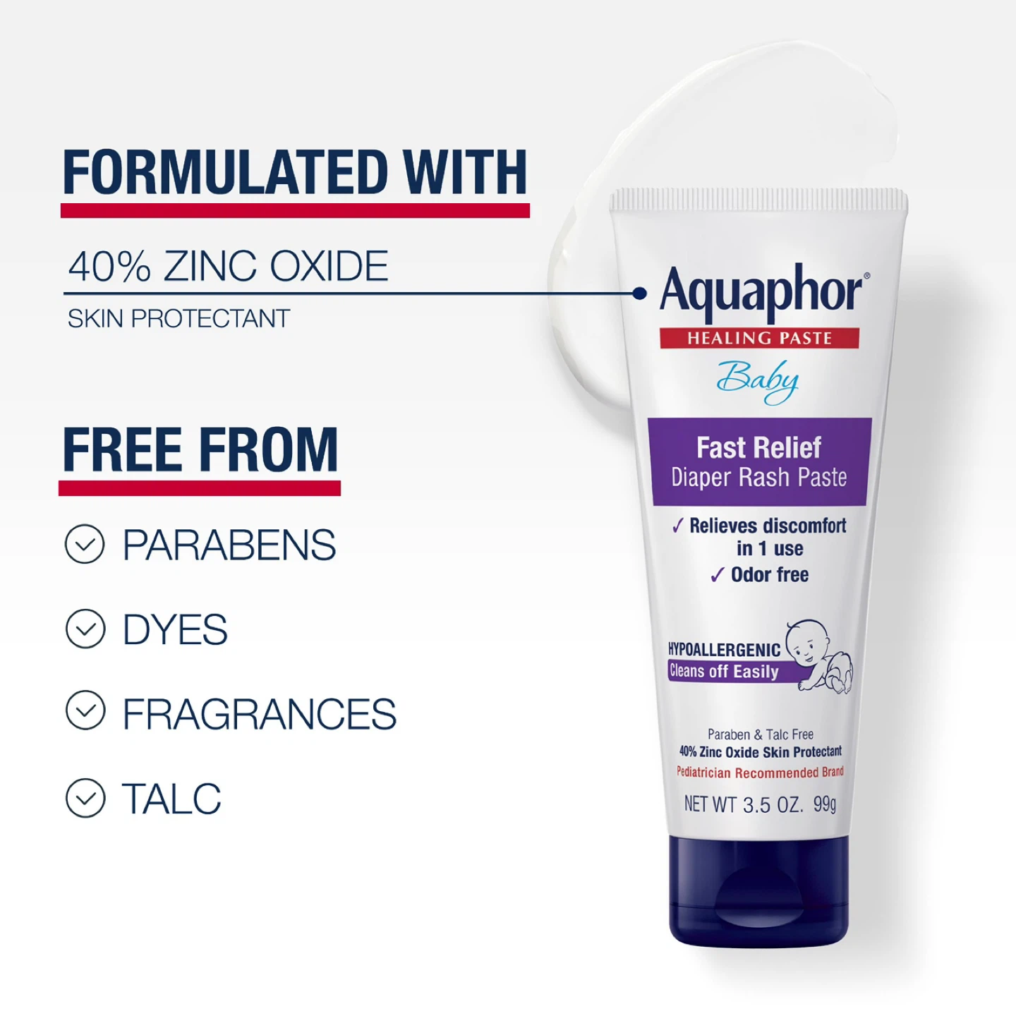 Aquaphor Baby Fast Relief Diaper Rash Paste - 3.5 oz - photo 3