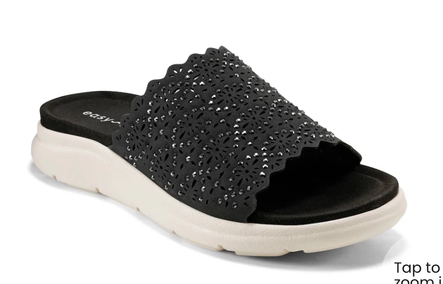 Easy Spirit Black Alora Embellished Comfort Sandals Size 12