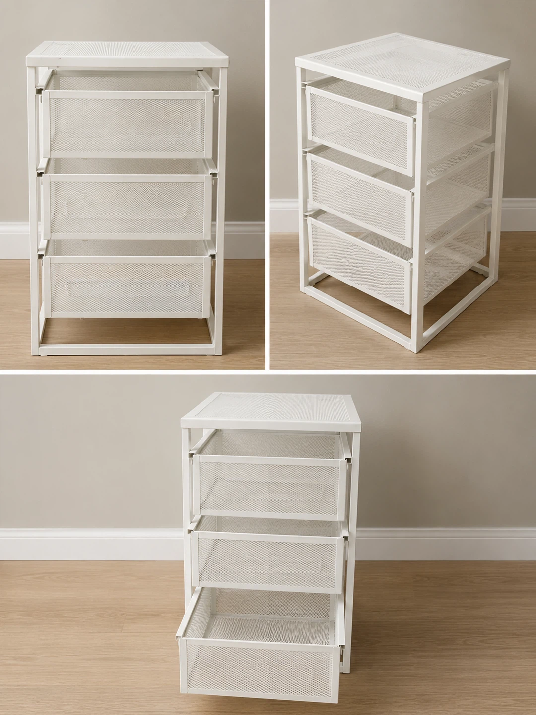 IKEA 3-Drawer Metal Mesh Storage Units – White (2 Available)
