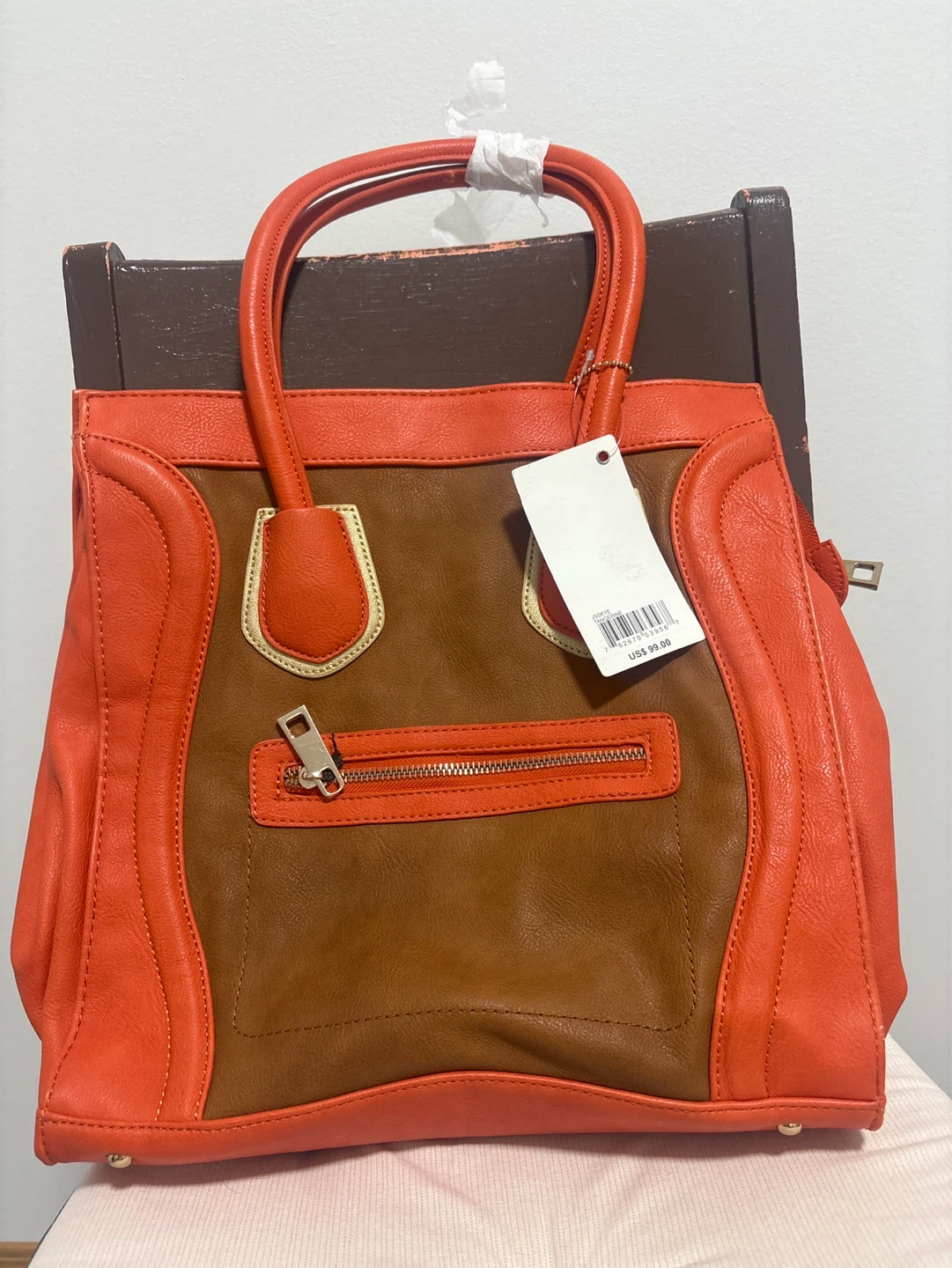 Orange and Brown Two-Tone Handbag