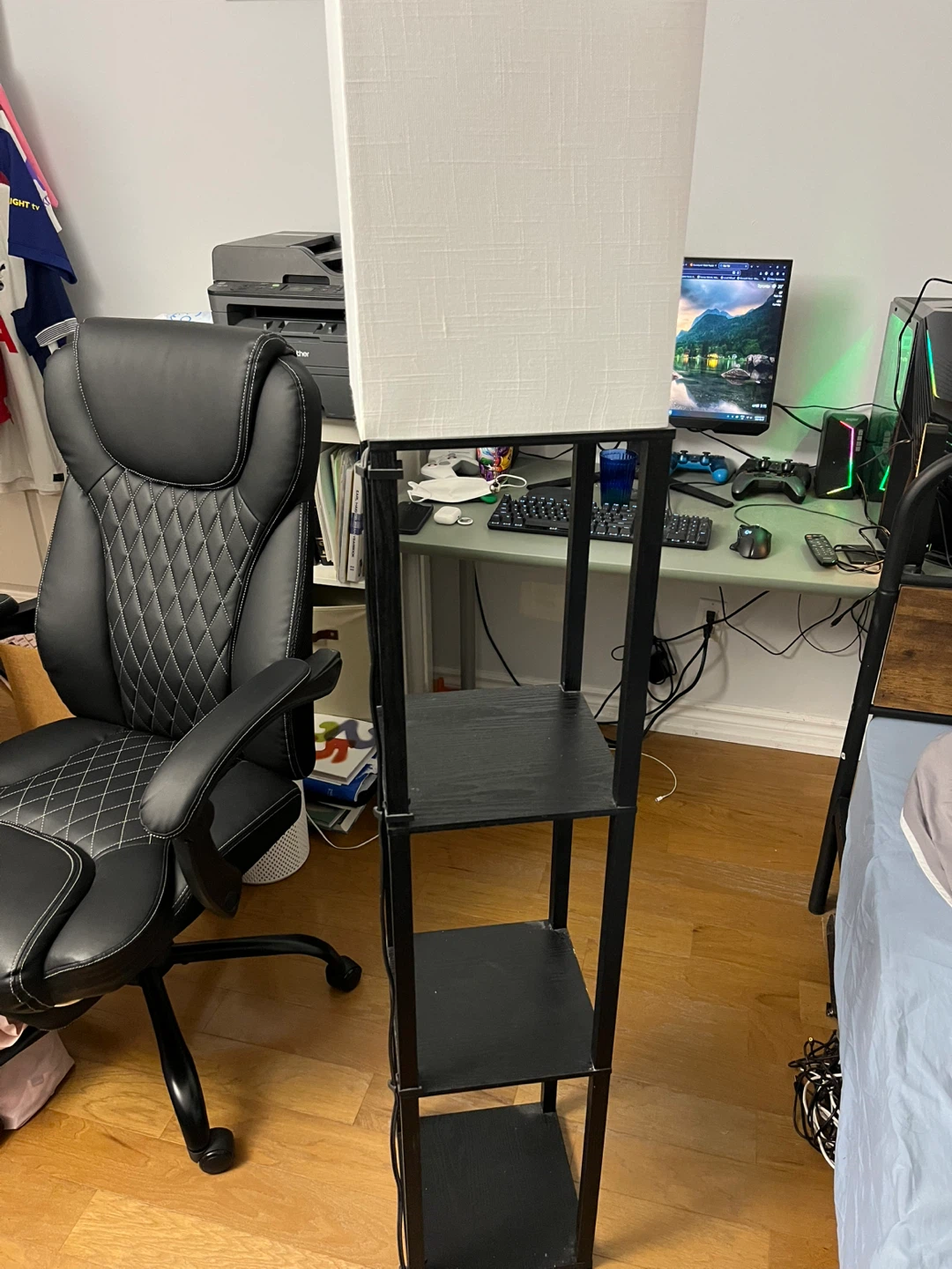 Black Floor Lamp with Shelves