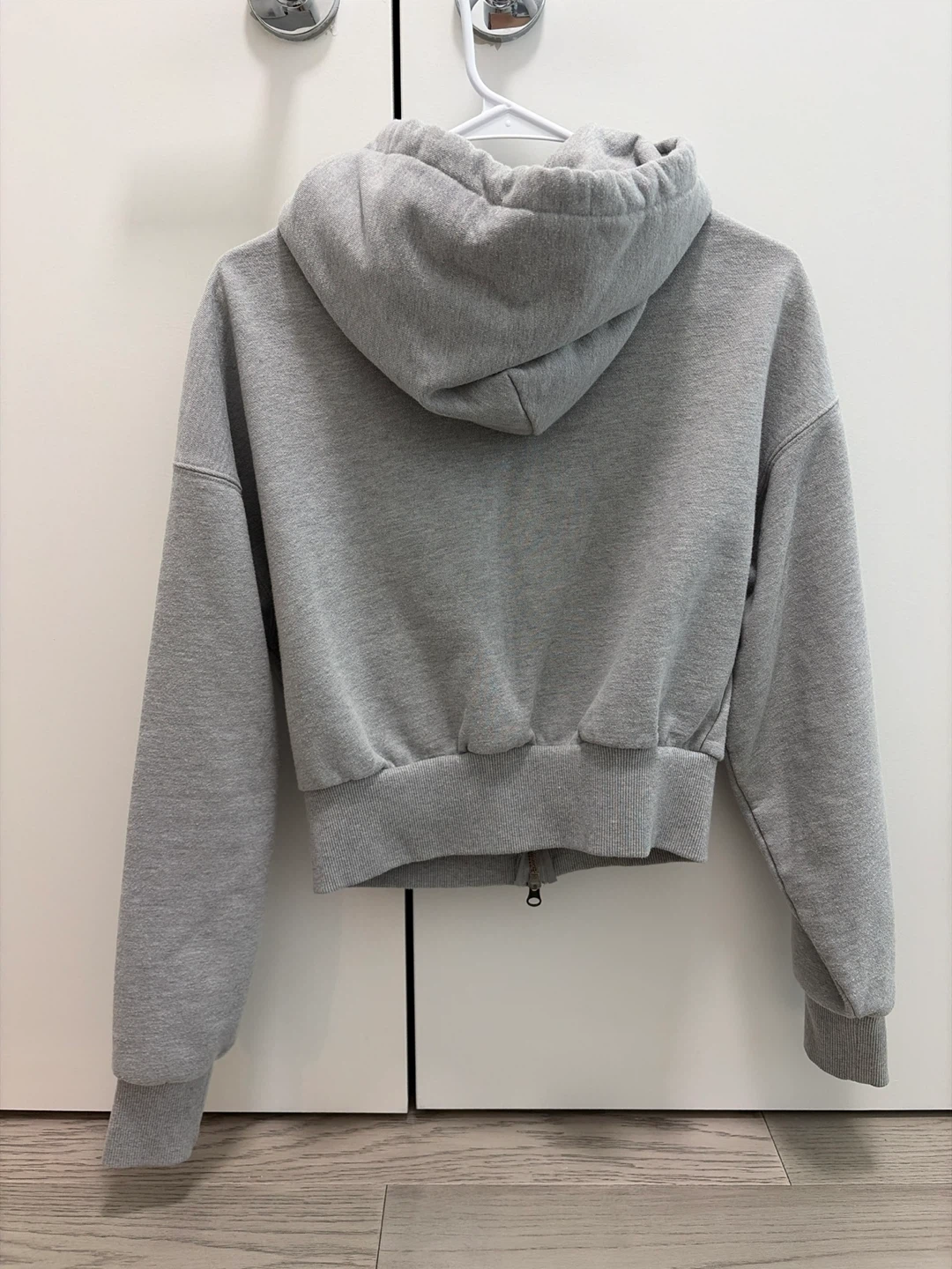 Grey Cropped Zip-Up Hoodie - photo 2