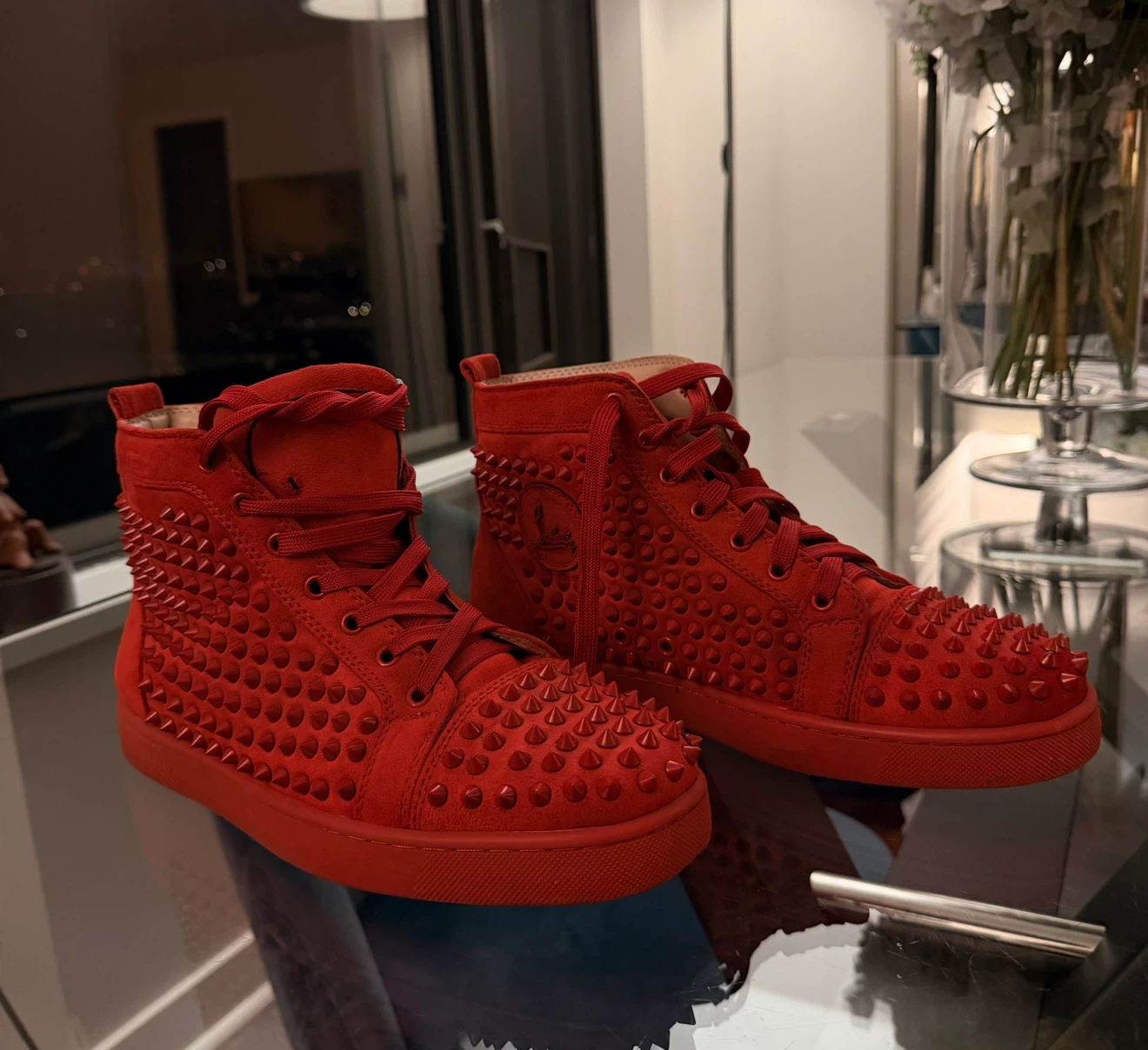 Christian Louboutin Red Spiked Sneakers 42