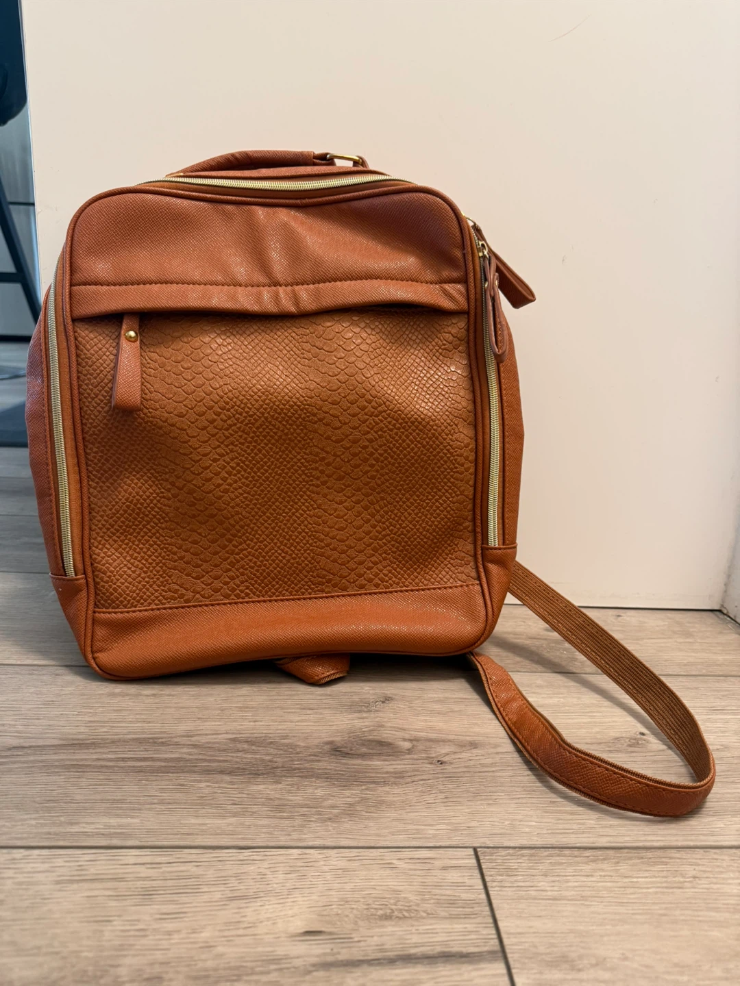 Brown Faux Leather Backpack