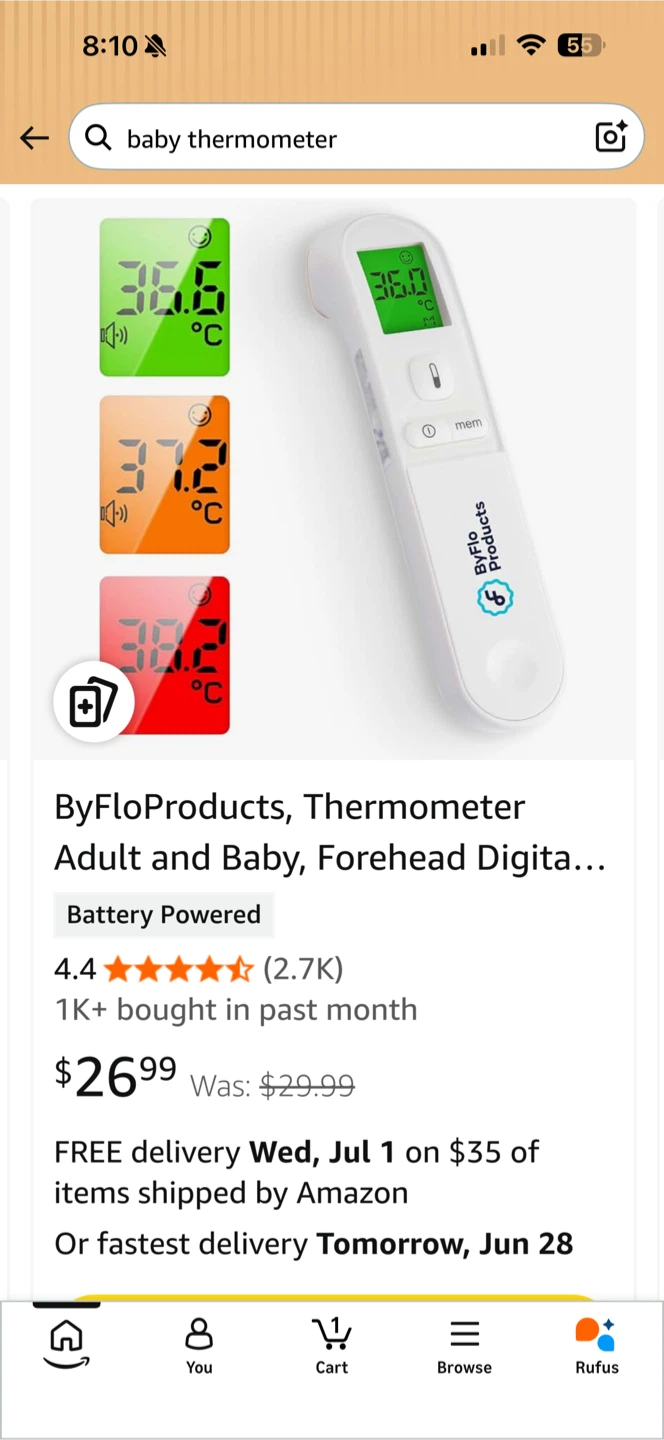 ByFloProducts Digital Forehead Thermometer for Adult and Baby