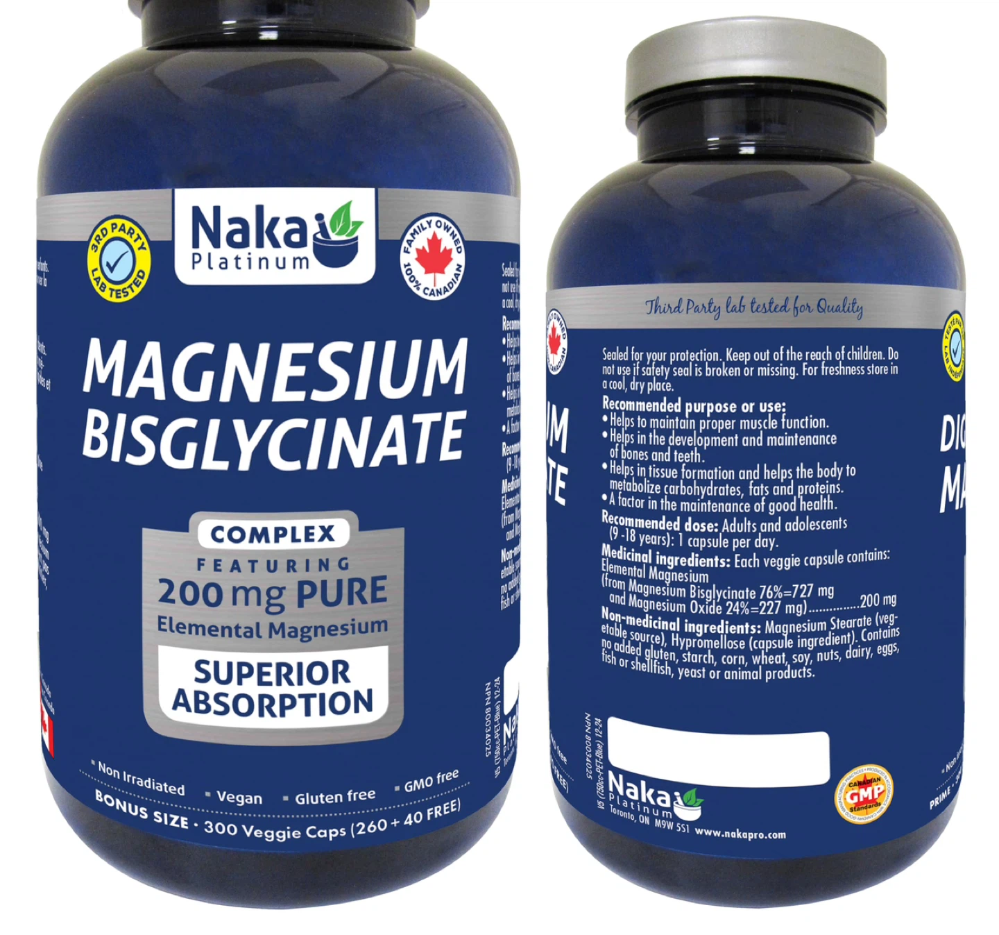 Naka Platinum Magnesium Bisglycinate Complex 200 mg