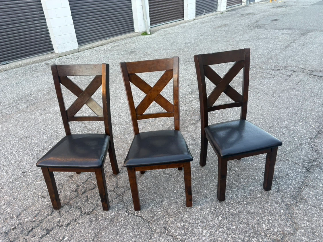 Free delivery used Set of 3 Dark Wood Dining Chairs