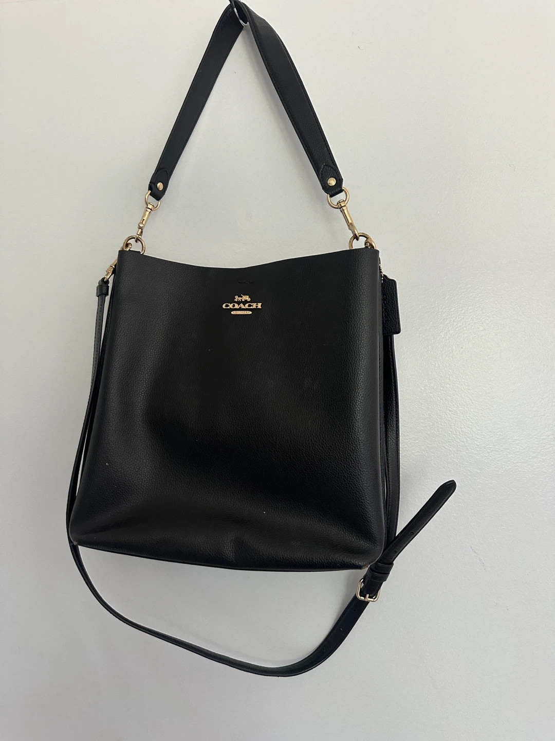 Coach Black Leather Bucket Bag