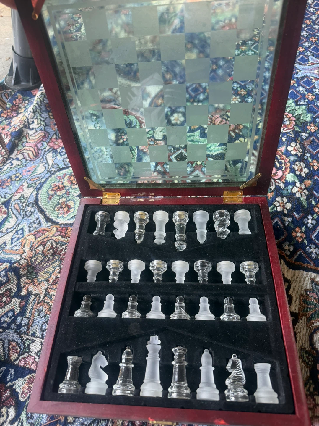 Glass Chess Set with Wooden Box - photo 3