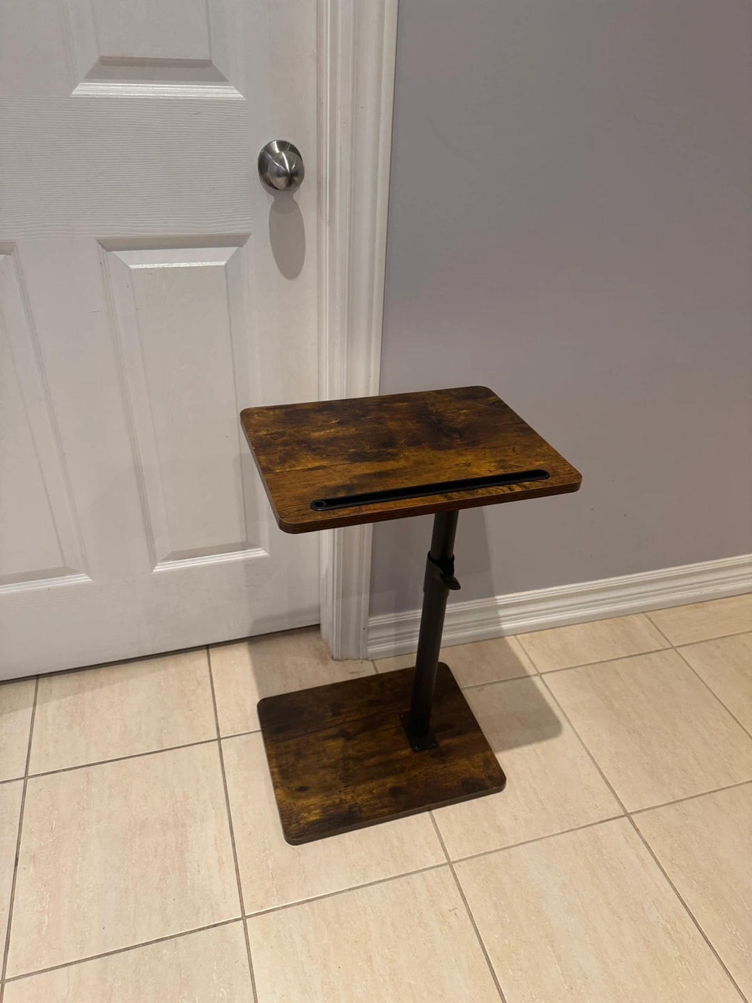 Adjustable Side Table with Wood Top