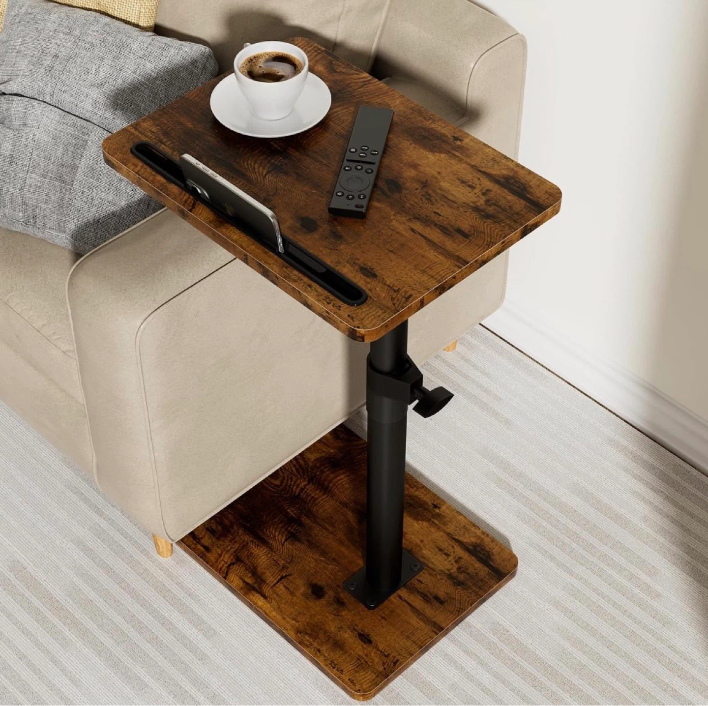 Adjustable Side Table with Wood Top - photo 5