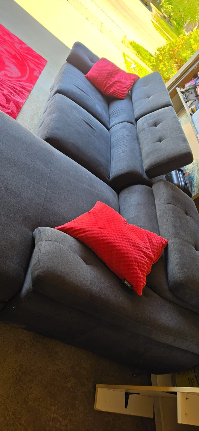 Dark Grey Sectional Sofa with Chaise - photo 2
