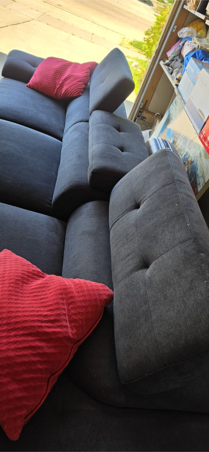 Dark Grey Sectional Sofa with Chaise - photo 3