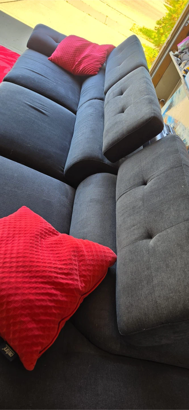 Dark Grey Sectional Sofa with Chaise