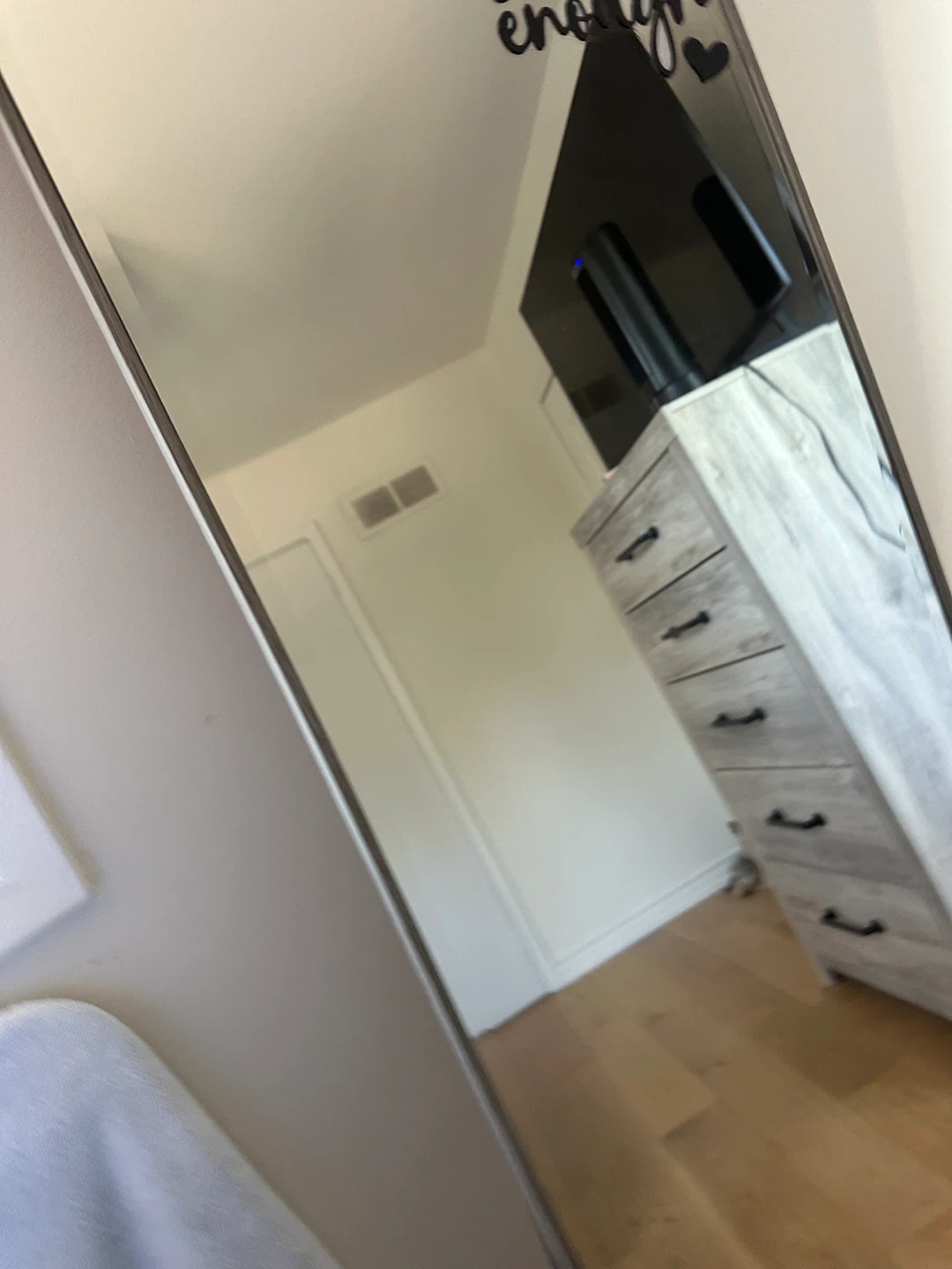 Full Length Mirror with Inspirational Decal