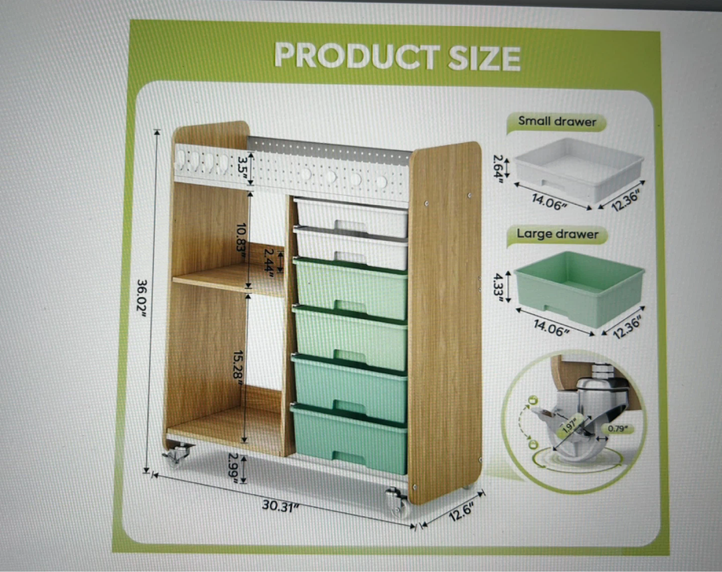 Storage Cart with Pegboard - photo 5