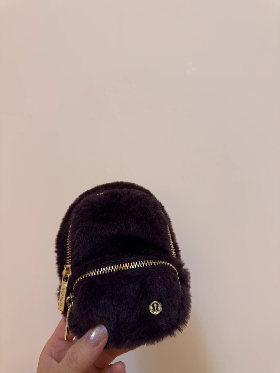 Lululemon Faux Fur Mini Backpack Pouch Plum