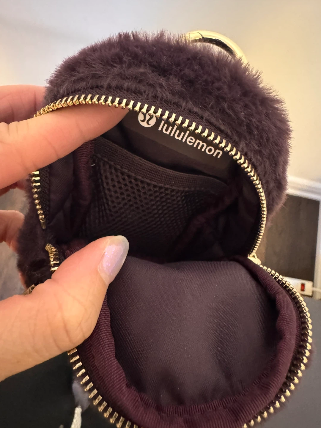 Lululemon Faux Fur Mini Backpack Pouch Plum - photo 2