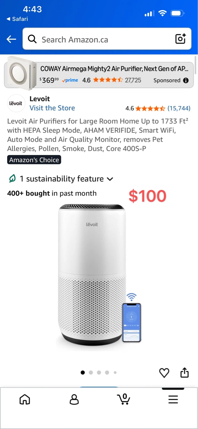 Levoit Air Purifier Core 400S-P