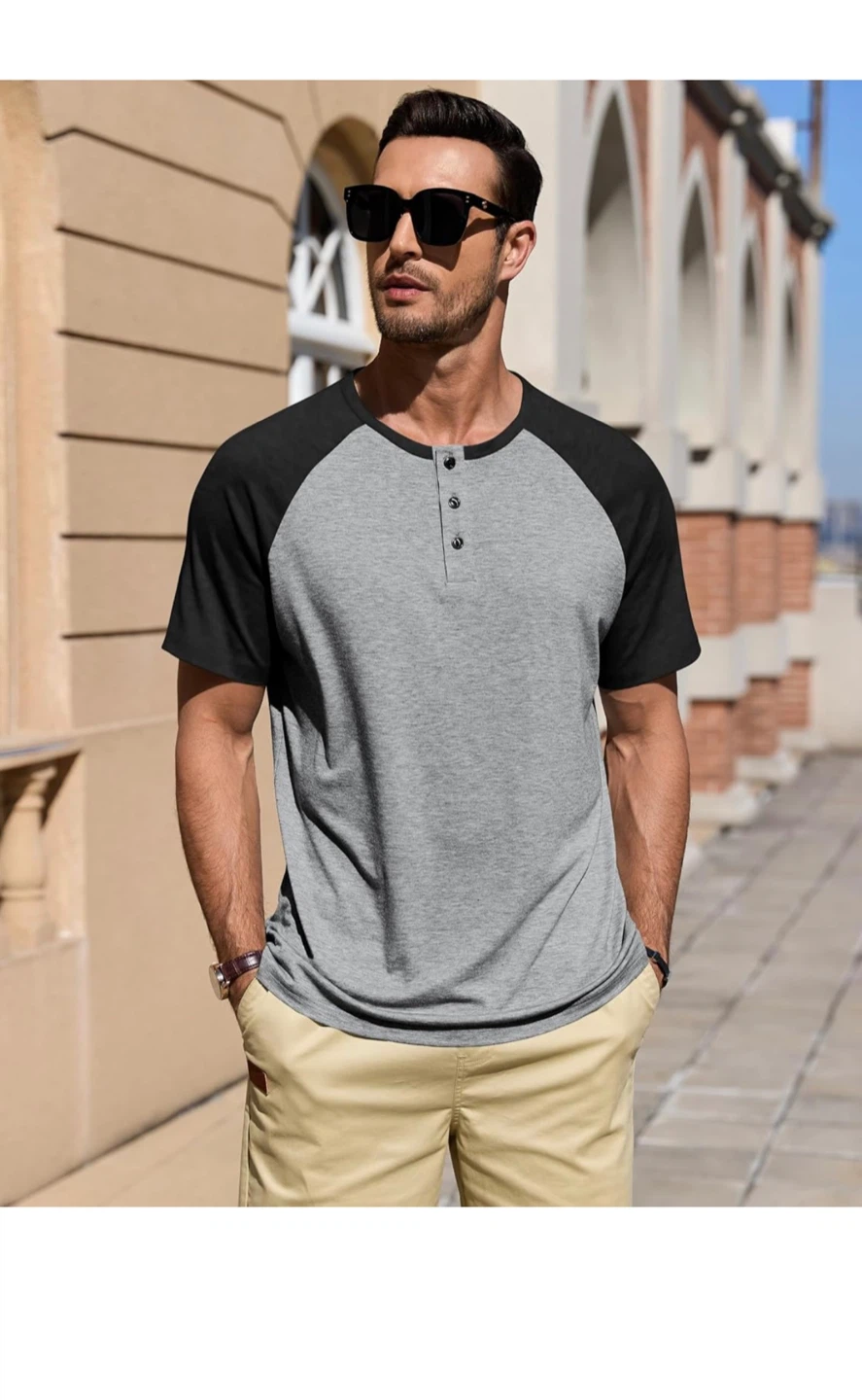 Men's Raglan Henley T-Shirt