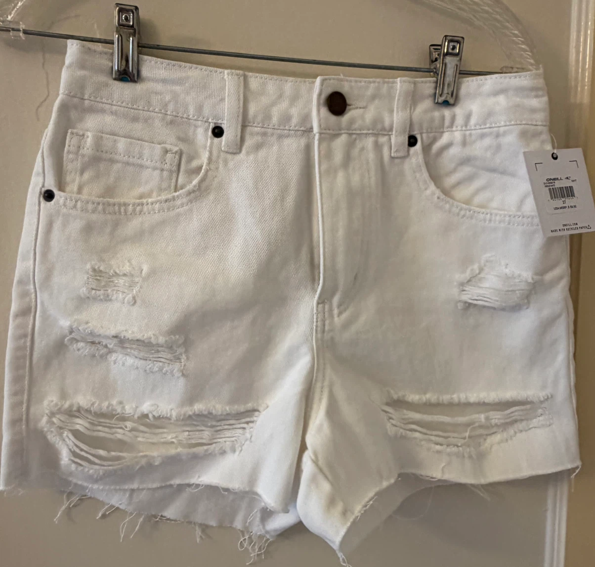 O'Neill White Denim Distressed Shorts - photo 2