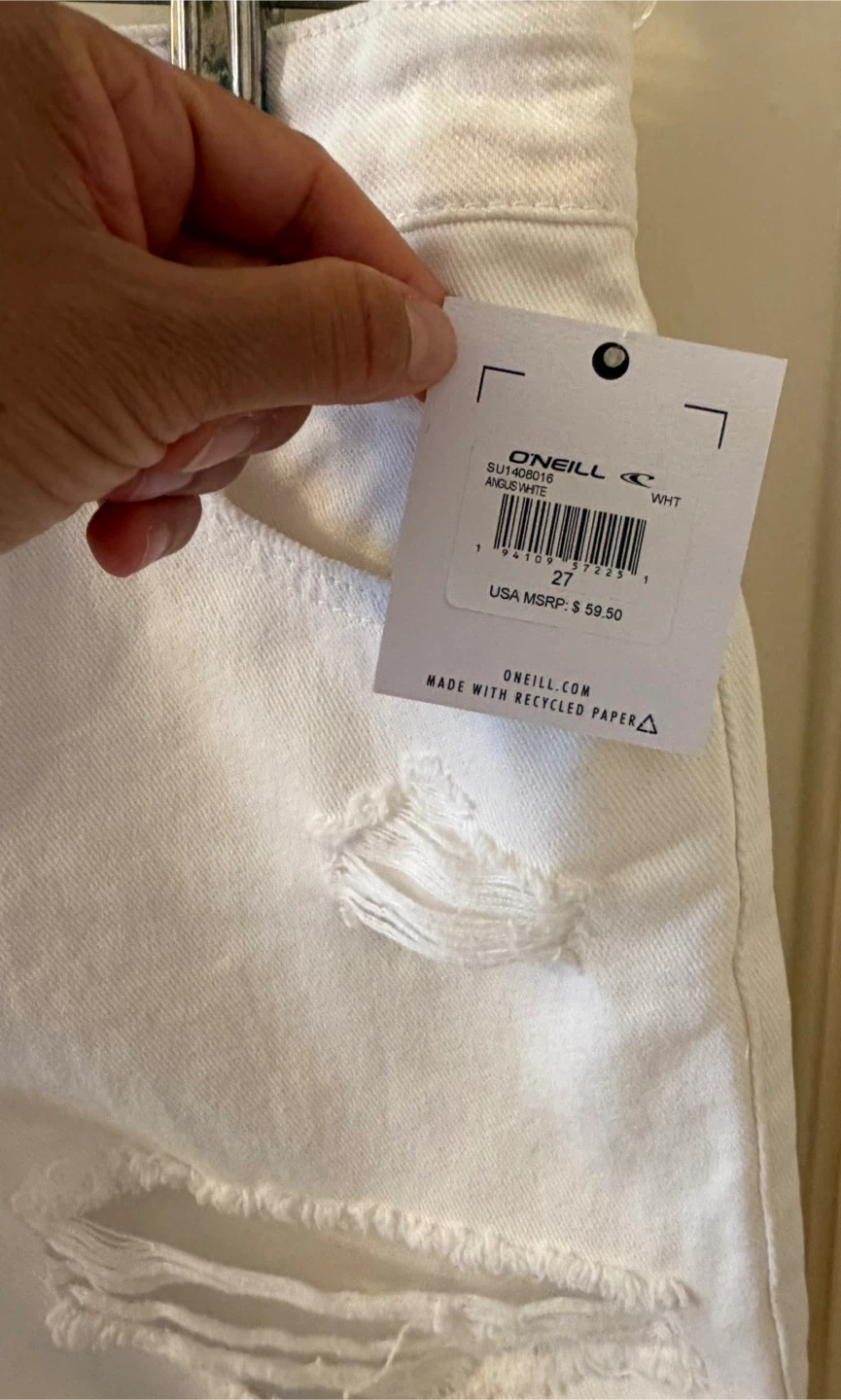 O'Neill White Denim Distressed Shorts - photo 4
