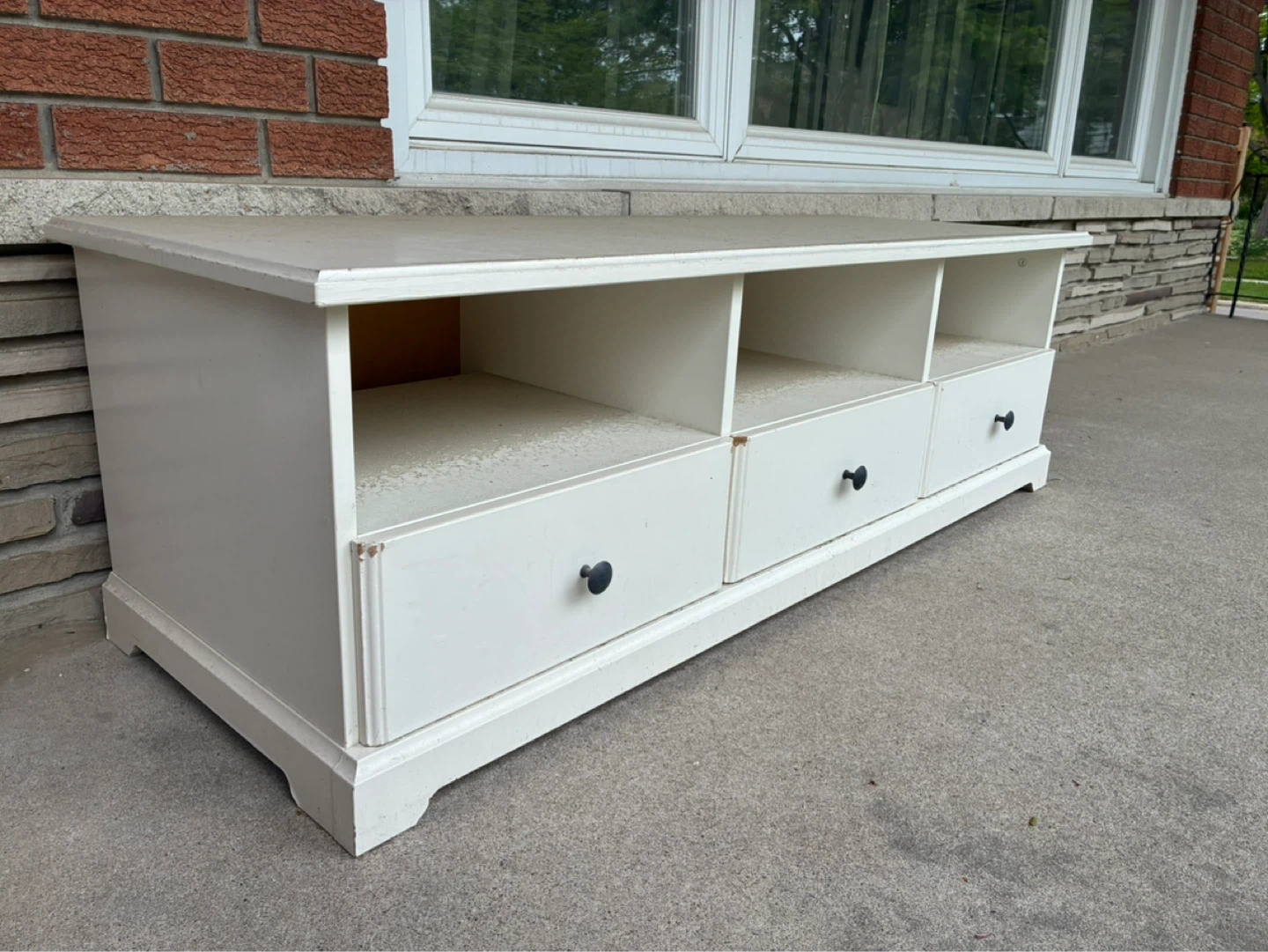 White TV Stand / Media Console with Storage