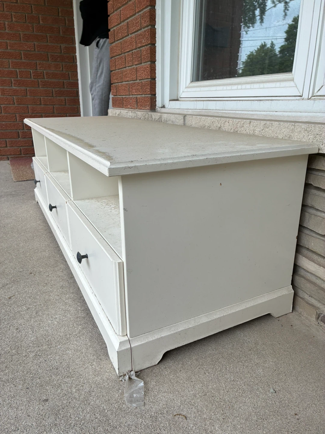 White TV Stand / Media Console with Storage - photo 4