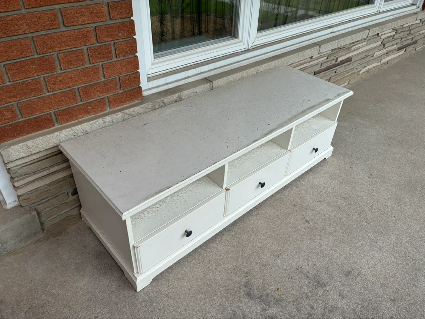 White TV Stand / Media Console with Storage - photo 2