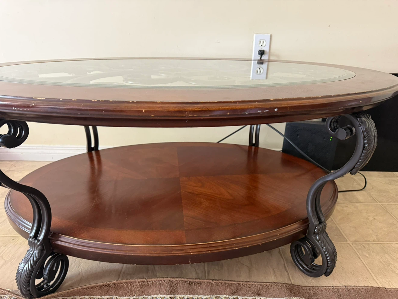 Oval Coffee Table with Glass Top - photo 2