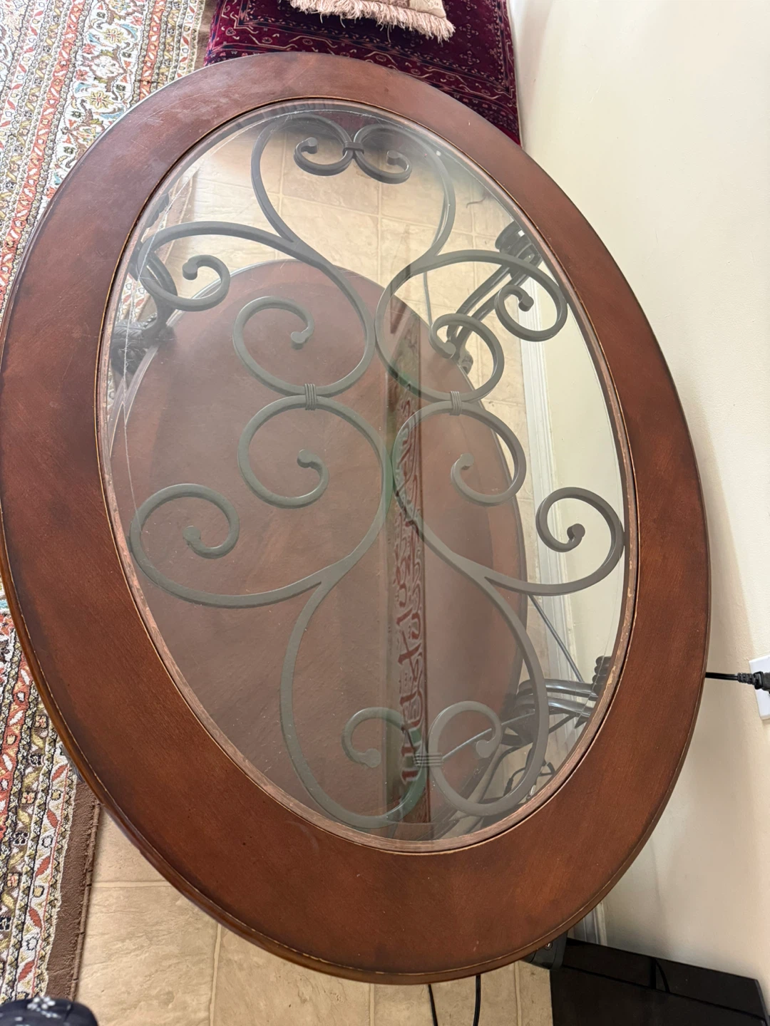 Oval Coffee Table with Glass Top - photo 3