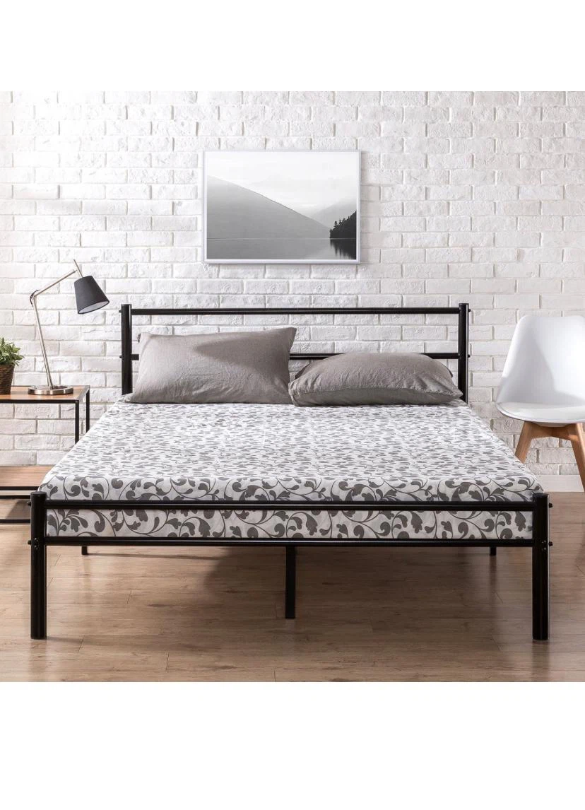 Black Metal Bed Frame with Headboard - King Size