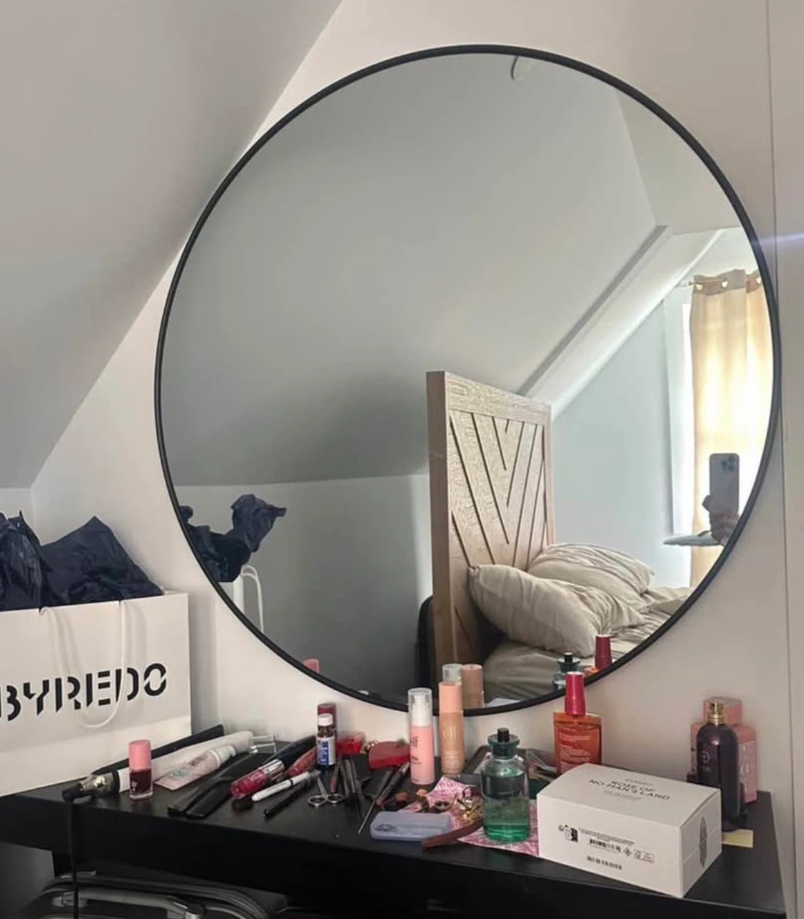 Round Black Wall Mirror