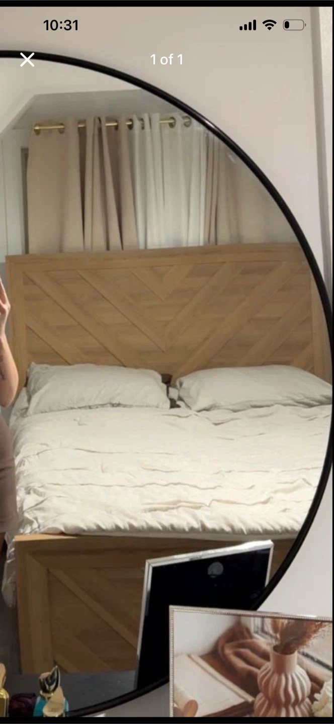 Wooden Chevron Headboard Bed Frame