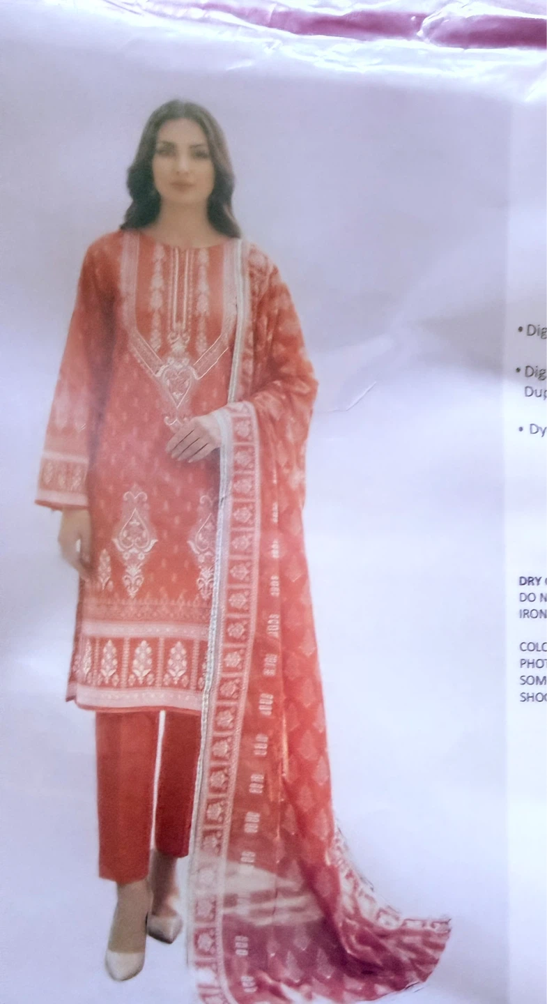 Women's Orange Printed 3-Piece Suit