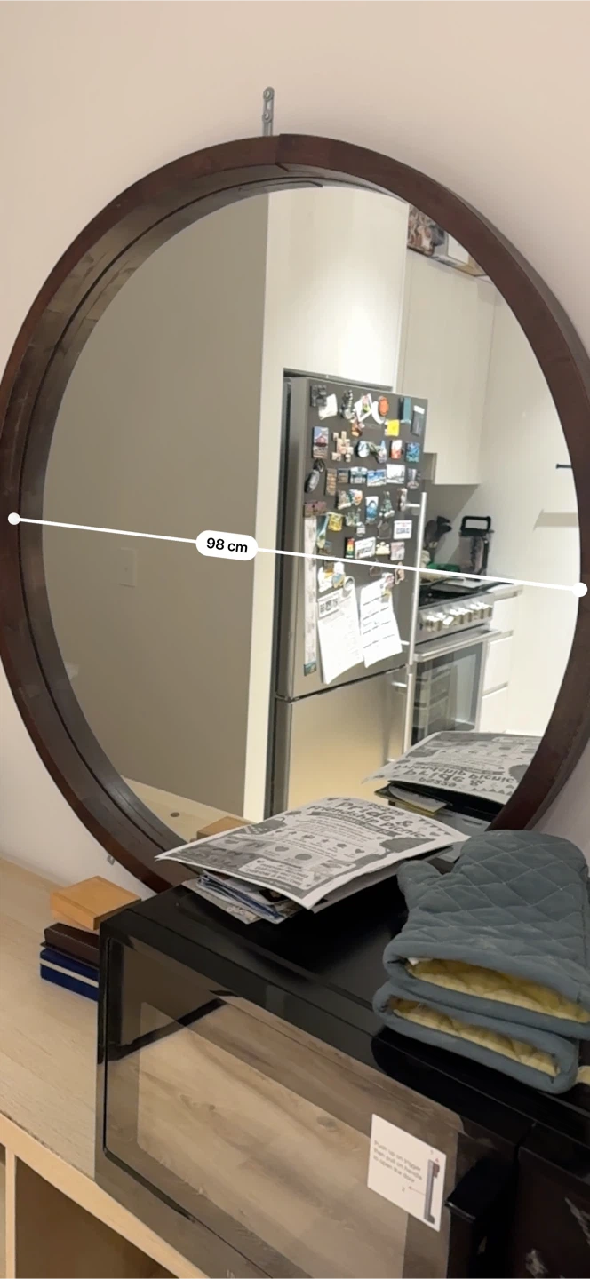 Round Wall Mirror with Wood Frame