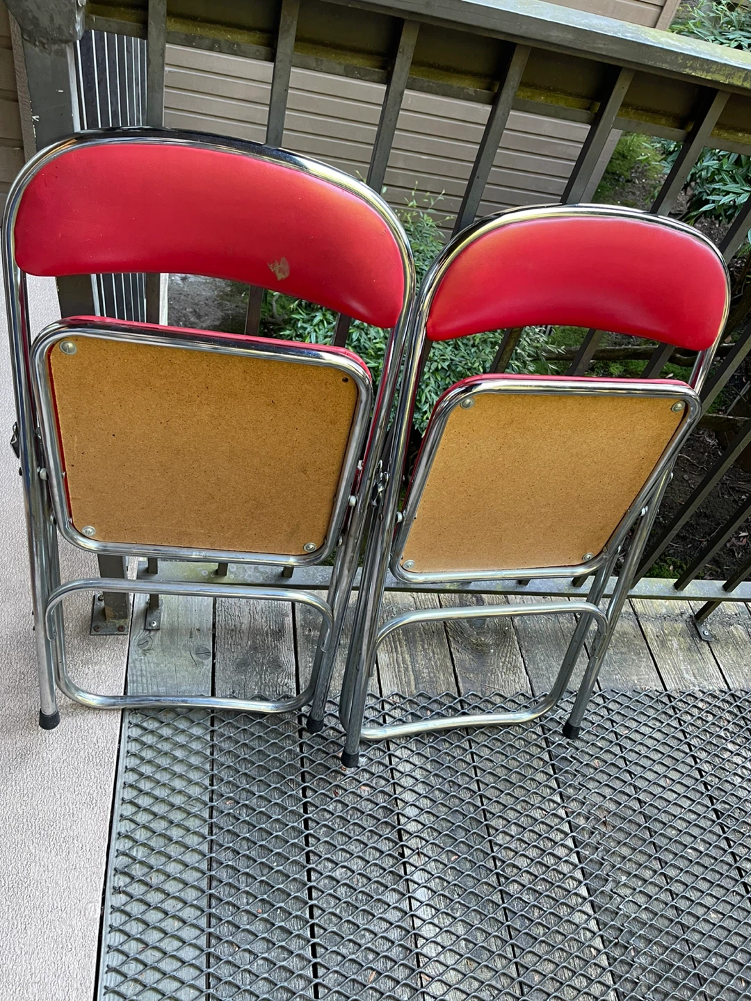 Vintage chrome Red Folding Chairs (Set of 2)