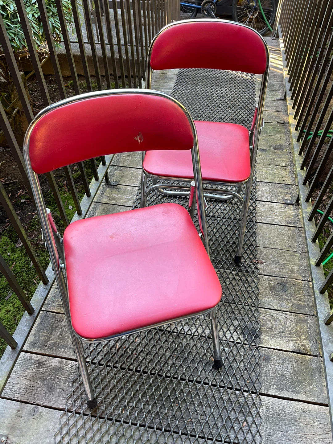 Vintage chrome Red Folding Chairs (Set of 2) - photo 2