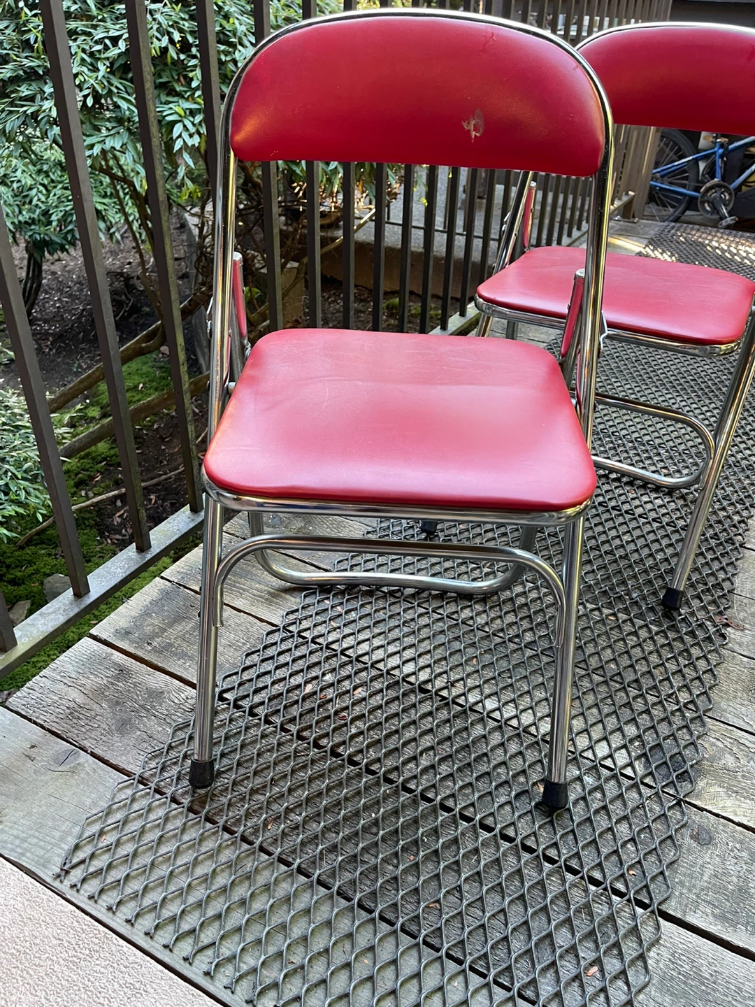 Vintage chrome Red Folding Chairs (Set of 2) - photo 3