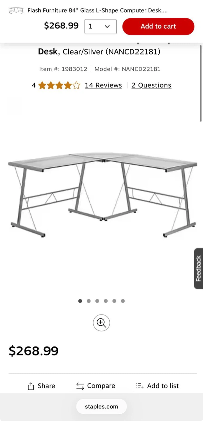 Flash Furniture Glass L-Shape Computer Desk - photo 2
