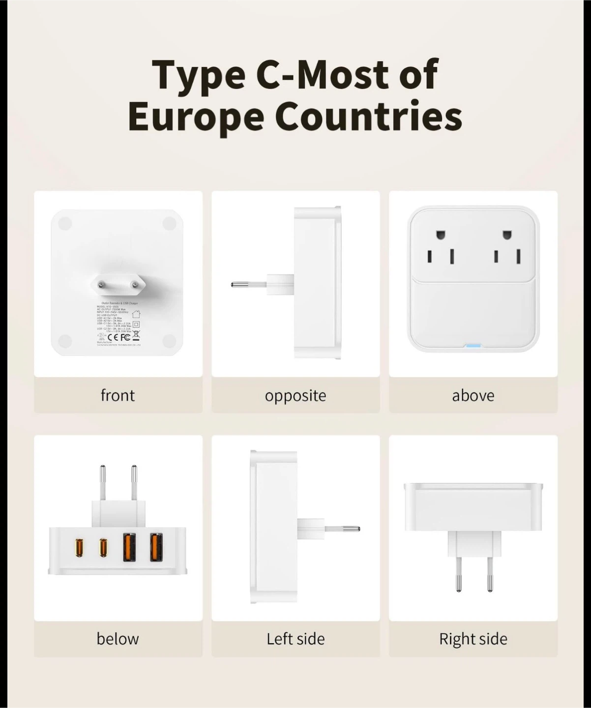 6-in-1 European Travel Adapter – Perfect for Canadian Devices - photo 4