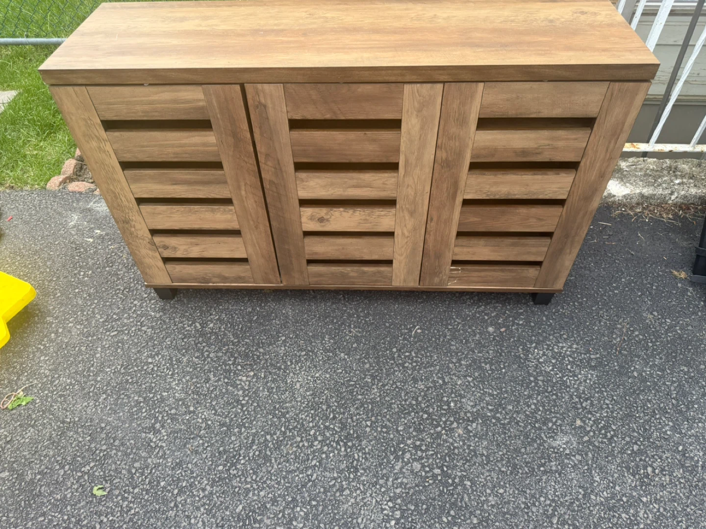 Wooden Cabinet with Louvered Doors