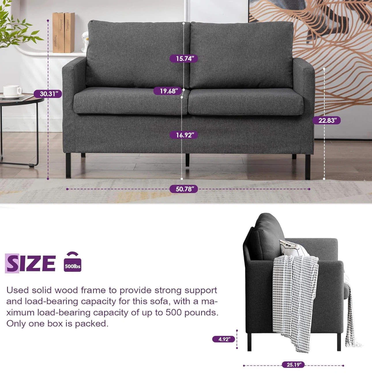 Gray Loveseat Sofa - photo 3