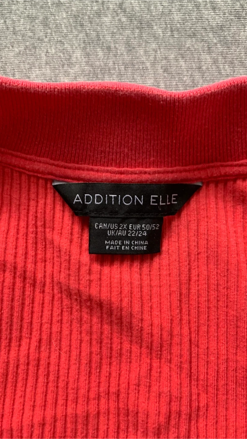 Addition Elle Coral Pink Ribbed Polo Shirt - Size 2X - photo 3