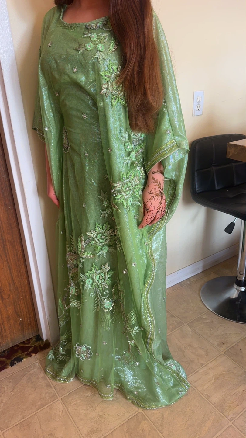 Green Embellished Kaftan Dress - photo 5