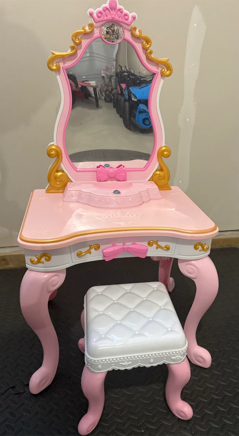 Pink Princess Vanity Set with Stool