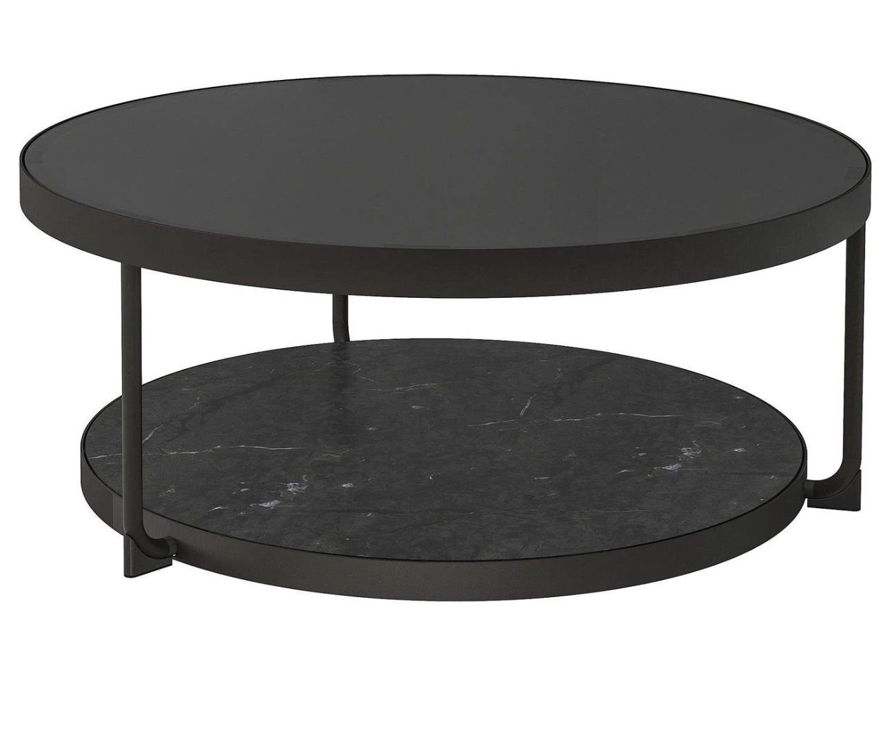 Round Coffee Table with Black Glass Top - photo 3